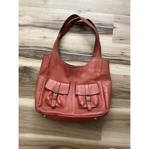 Boden Leather Shoulder Bag Red Orange MD